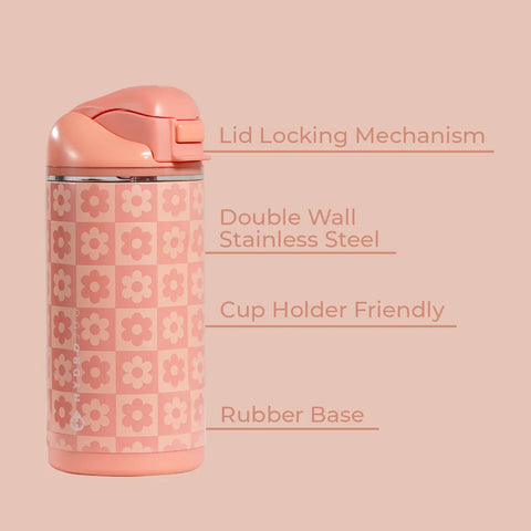 Ease2o 14oz | Leakproof 2-in-1 Kids Water Bottle, Straw & Chug Spout – Daisy Checkers