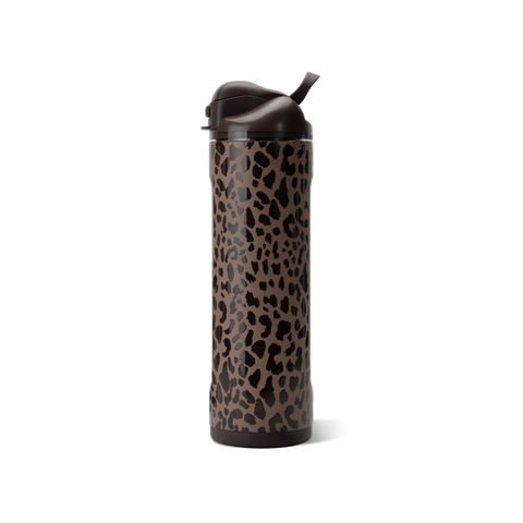 Ease2o 24oz | 2-in-1 Water Bottle with Soft Straw & Chug Spout – Brown Leopard