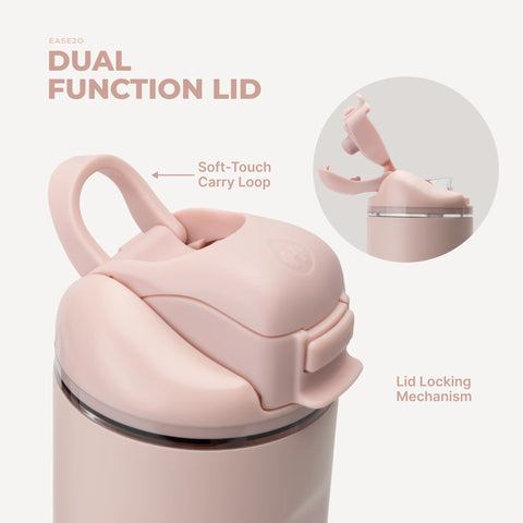 Ease2o 32oz | Compact Water Bottle with Straw & Chug Spout – Dusty Rose