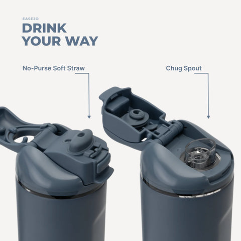 Ease2o 24oz | 2-in-1 Water Bottle with Soft Straw & Chug Spout – Cascade