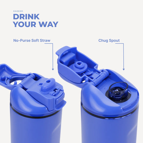 Ease2o 24oz | 2-in-1 Water Bottle with Soft Straw & Chug Spout – Berry Pop