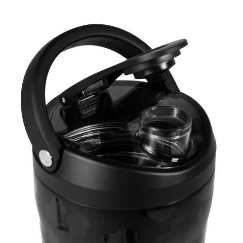 Insulated Shaker 24oz | Stainless Steel Protein Shaker, Silent Grate – Black Leopard