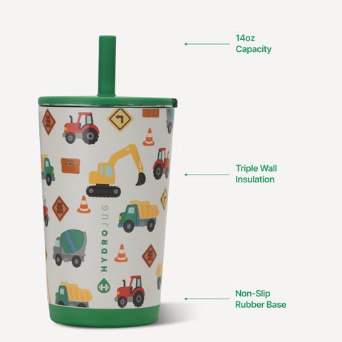 Everyday Tumbler 14oz | Ceramic-Lined Spill-Free Kids Tumbler – Under Construction
