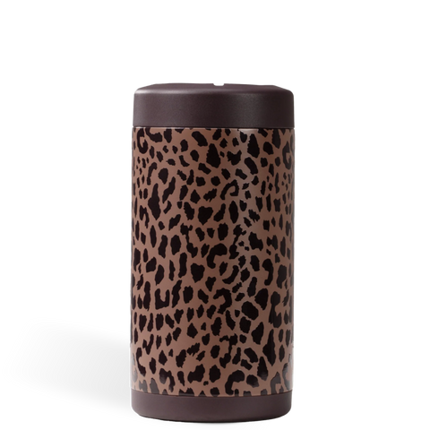 Can Cooler 16oz | 2-in-1 Insulated Tallboy Can Cooler, Screw-Top Lock – Brown Leopard