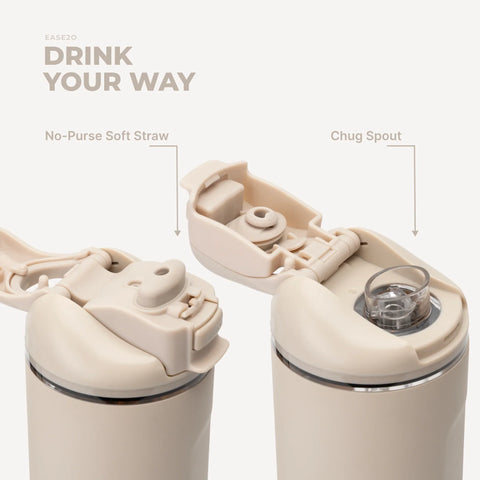 Ease2o 32oz | Compact Water Bottle with Straw & Chug Spout – Dune