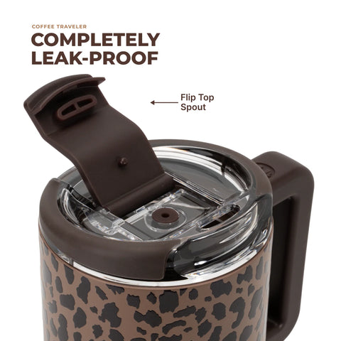 Coffee Traveler 20oz | Ceramic-Lined Insulated Travel Mug – Brown Leopard