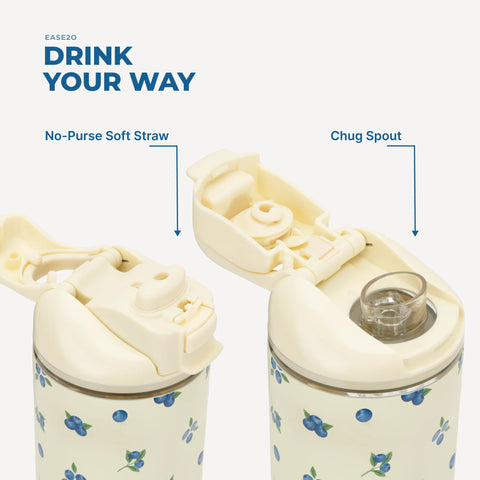 Ease2o 14oz | Leakproof 2-in-1 Kids Water Bottle with Straw & Chug Spout – Freshly Pick'd
