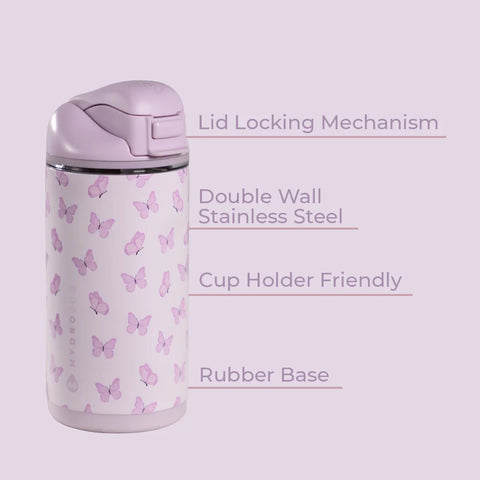Ease2o 14oz | Leakproof 2-in-1 Kids Water Bottle with Straw & Chug Spout – Flutter