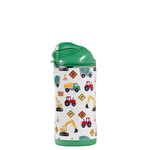 Ease2o 14oz | Leakproof 2-in-1 Kids Water Bottle, Straw & Chug Spout – Under Construction