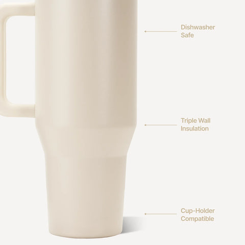 Traveler 32oz | Leakproof Insulated Tumbler with Handle – Cream