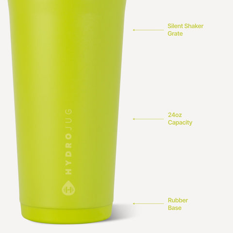 Insulated Shaker 24oz | Stainless Steel Protein Shaker, Silent Grate – Lemon Lime