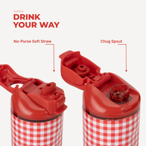 Ease2o 24oz | 2-in-1 Water Bottle with Soft Straw & Chug Spout – Summer Picnic
