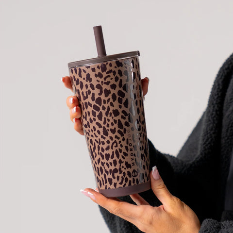 Everyday Tumbler 20oz | Ceramic-Lined Insulated Tumbler with Straw – Brown Leopard