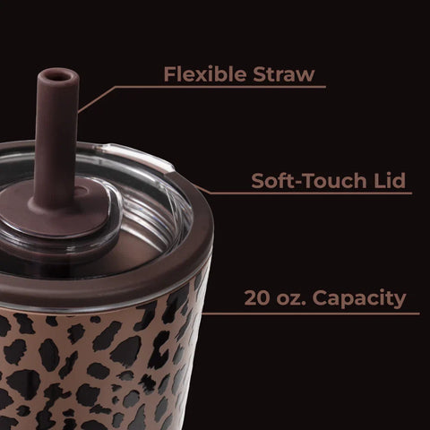 Everyday Tumbler 20oz | Ceramic-Lined Insulated Tumbler with Straw – Brown Leopard