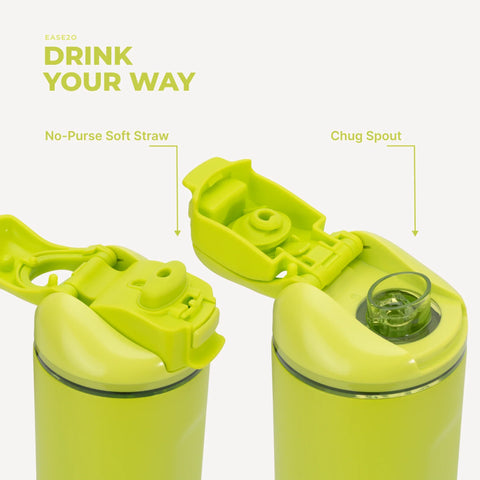 Ease2o 24oz | 2-in-1 Water Bottle with Soft Straw & Chug Spout – Lemon Lime