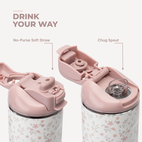 Ease2o 32oz | Compact Water Bottle with Straw & Chug Spout – Magnolia
