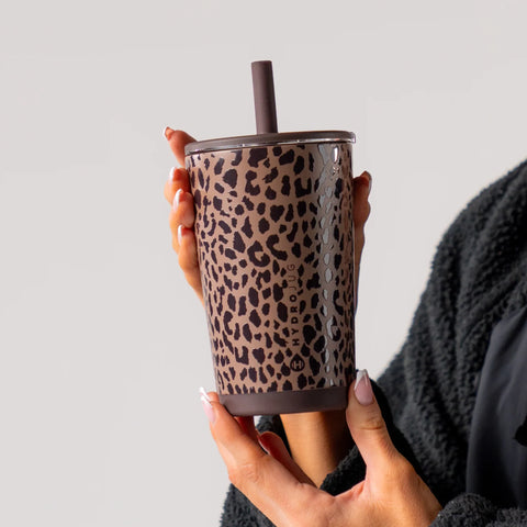 Everyday Tumbler 14oz | Ceramic-Lined Spill-Free Kids Tumbler – Brown Leopard