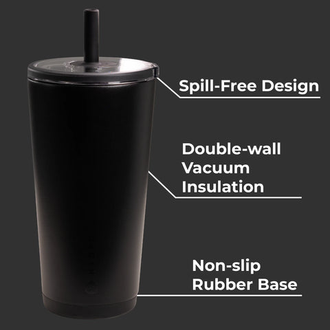 Everyday Tumbler 20oz | Ceramic-Lined Insulated Tumbler with Straw – Black