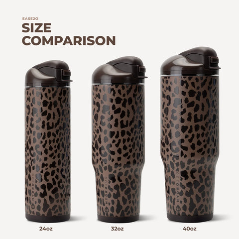 Ease2o 24oz | 2-in-1 Water Bottle with Soft Straw & Chug Spout – Brown Leopard
