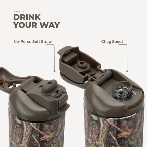 Ease2o 32oz | Compact Water Bottle with Straw & Chug Spout – Woodland
