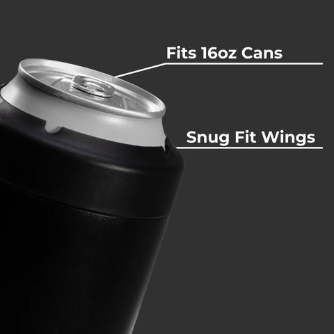 Can Cooler 16oz | 2-in-1 Insulated Tallboy Can Cooler, Screw-Top Lock – Black