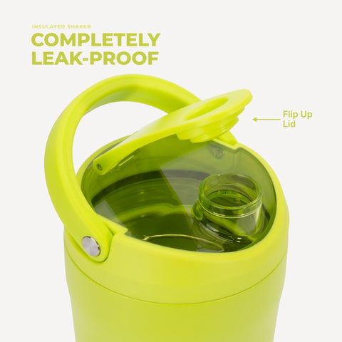 Insulated Shaker 24oz | Stainless Steel Protein Shaker, Silent Grate – Lemon Lime