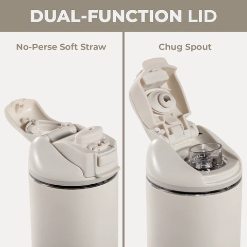 Ease2o 24oz | 2-in-1 Water Bottle with Soft Straw & Chug Spout – Linen