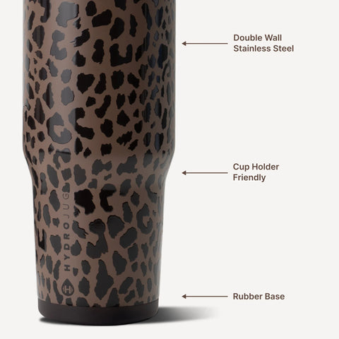 Ease2o 32oz | Compact Water Bottle with Straw & Chug Spout – Brown Leopard
