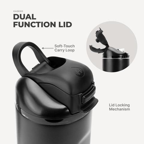 Ease2o 40oz | Dual-Function Water Bottle with Straw & Chug Spout – Black